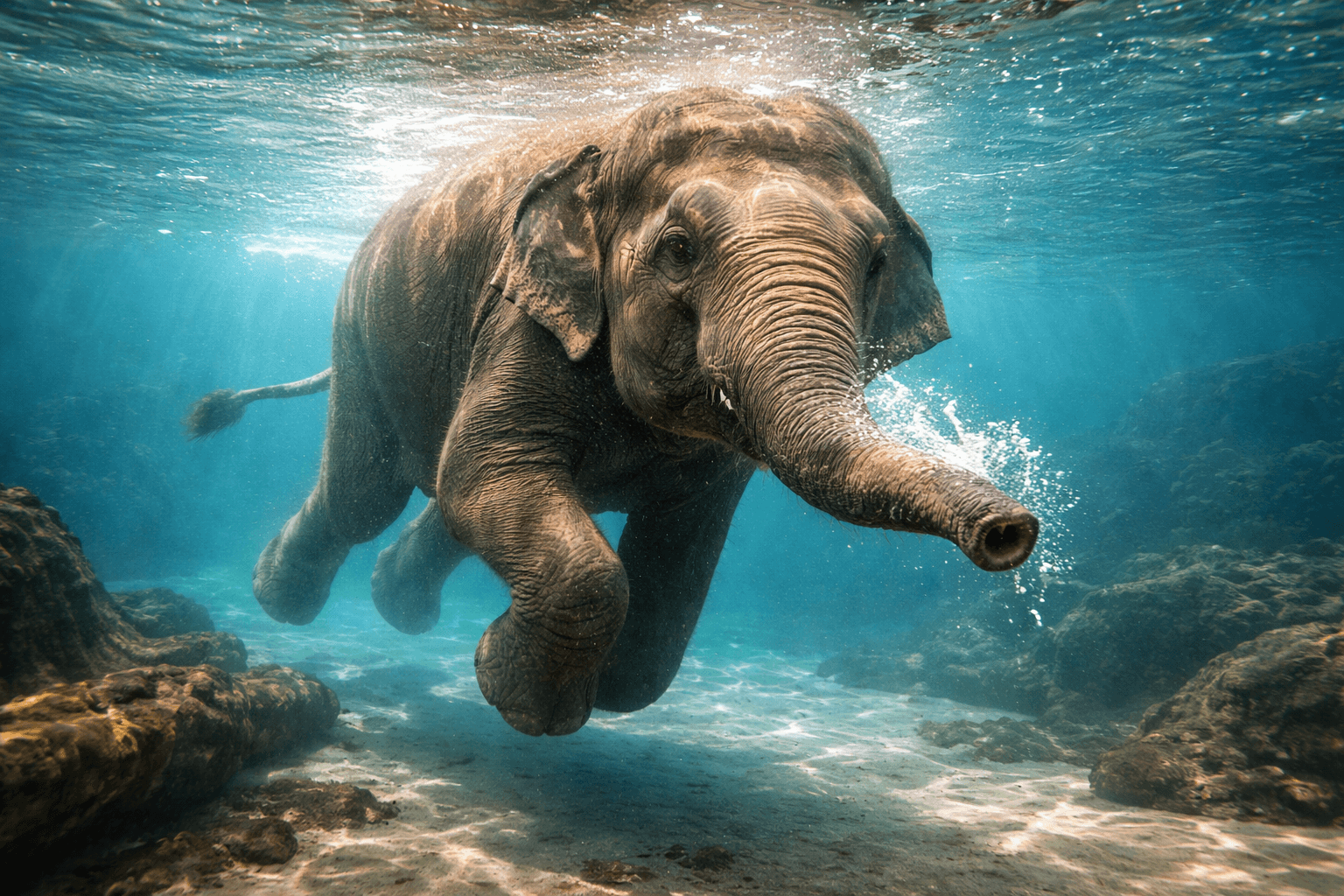 ช้างว่ายน้ำ