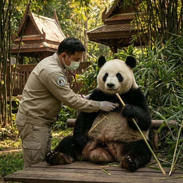 ตรวจสุขภาพประจำปีแพนด้ายักษ์ ผลเป็นที่น่าพอใจ